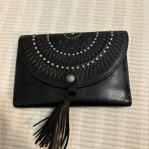 Patricia Nash Black Leather Wallet with Tassel
